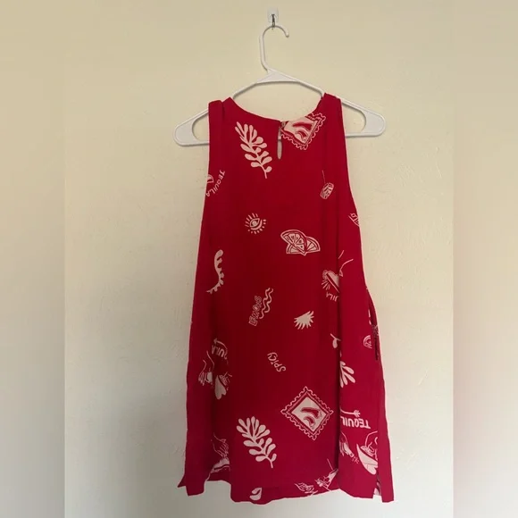 Paper Heart by Anthropologie red‎ linen-blend tequila-themed shift dress Small - Picture 5 of 5